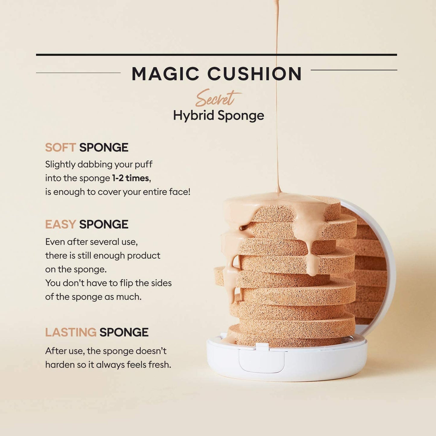 MISSHA Magic Cushion Cover Lasting Foundation SPF50+/PA+++, 21 Light Beige 15 g - PIBU 피부