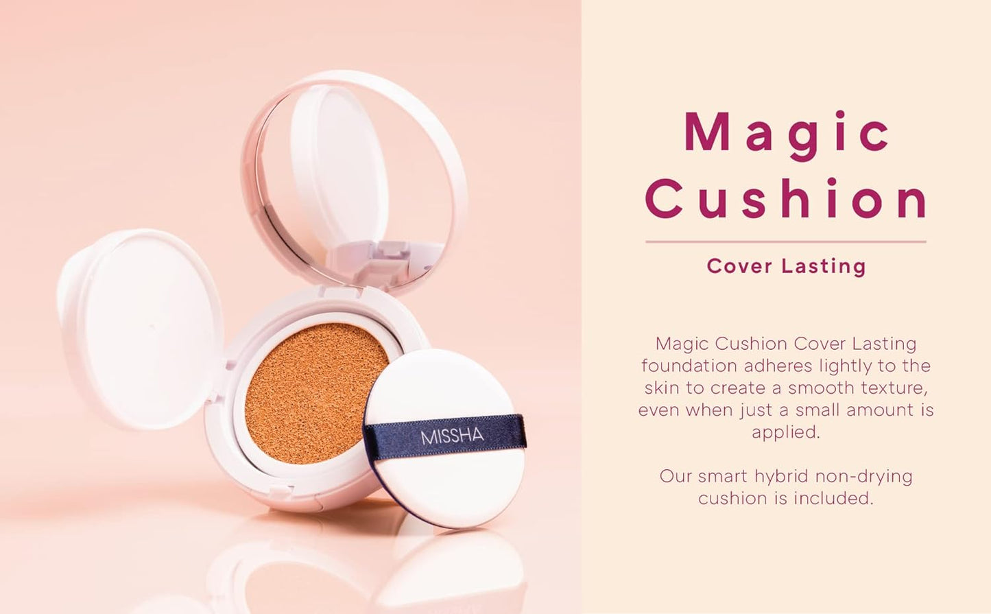MISSHA - Magic Cushion Cover Lasting Foundation SPF50+/PA+++, 23 Natural Beige 15 g - PIBU 피부