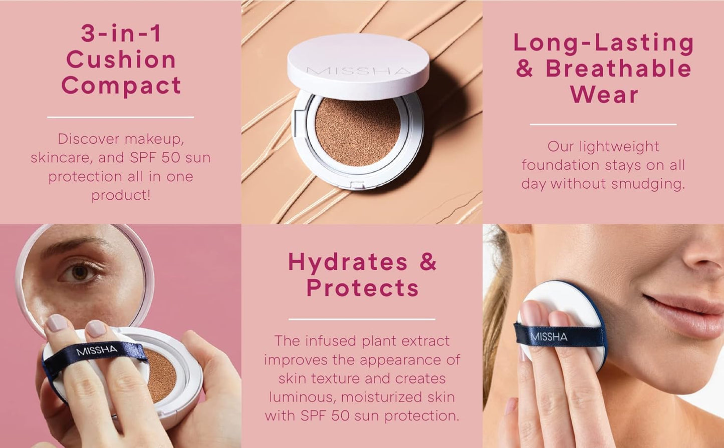 MISSHA - Magic Cushion Cover Lasting Foundation SPF50+/PA+++, 23 Natural Beige 15 g - PIBU 피부