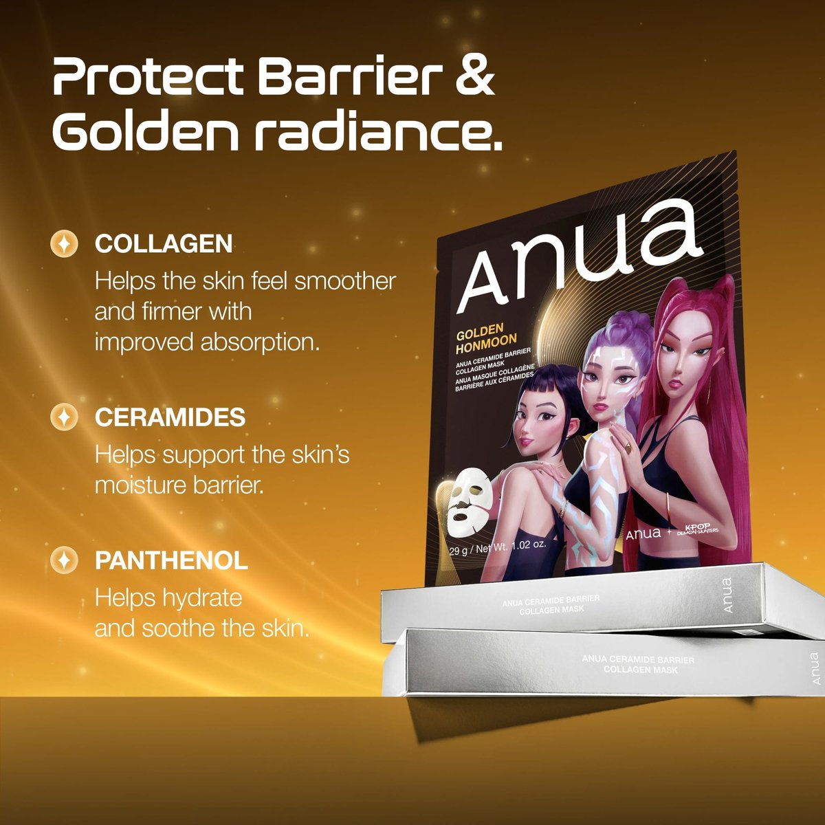 Anua - Golden Honmoon Barrier Collagen Mask - 4 masques
