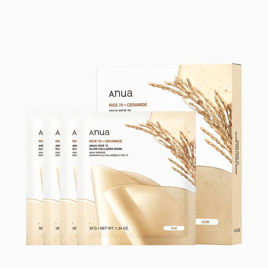Anua - Rice 70 Glow Collagen Mask - 4 masques