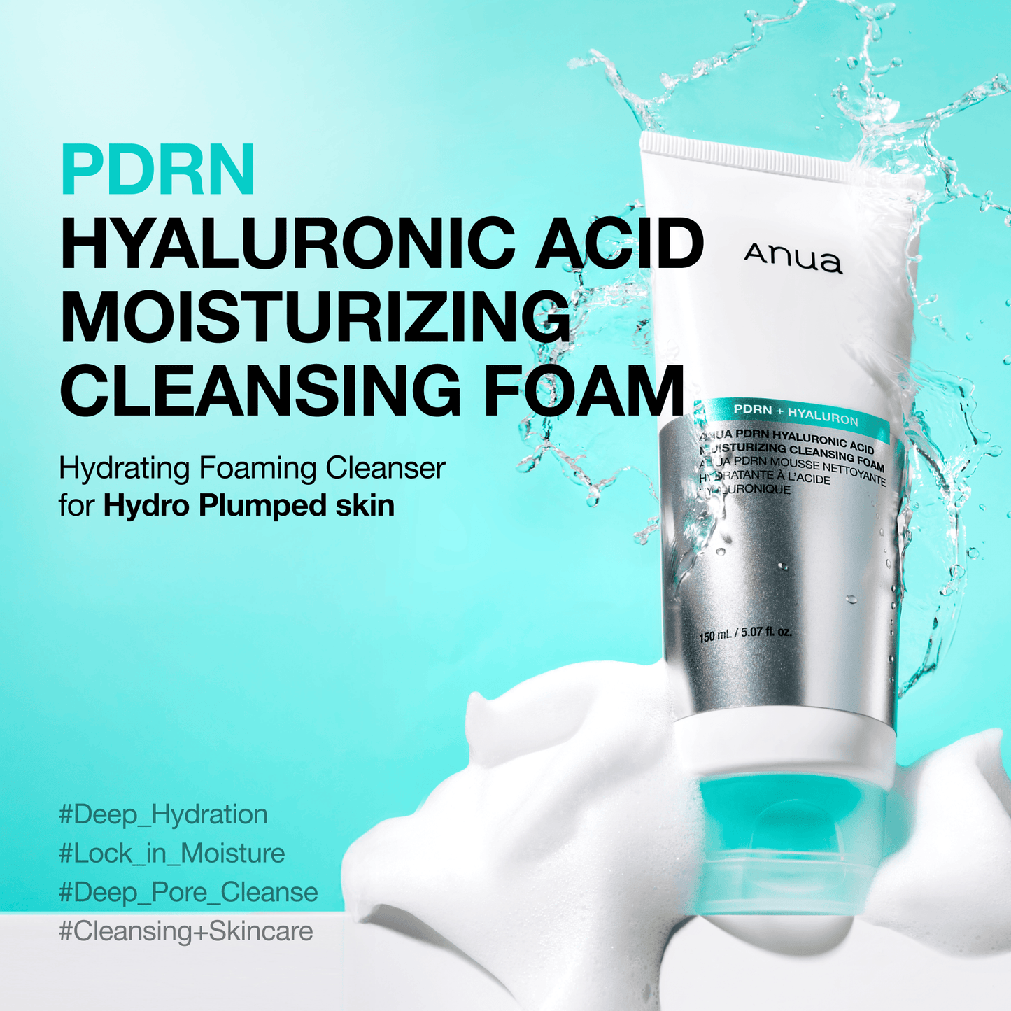ANUA - PDRN Hyaluronic Acid Moisturizing Cleansing Foam - 150ml - visuel 2